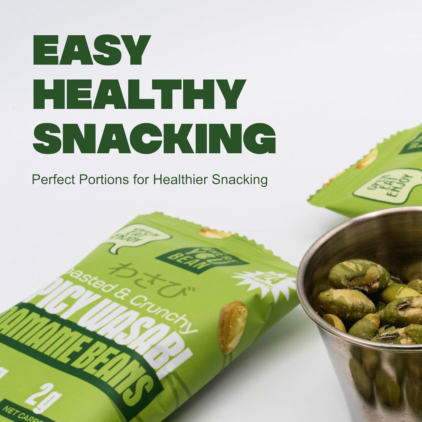 Spicy Wasabi - Toasted & Crunchy Edamame Snacks (8 pack)